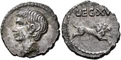 Roman Imperial Rhine Legions. In the name of Augustus, 27 BC-AD 14. Denarius (Subaeratus, 17 mm, 2.20 g, 5 h), uncertain mint in Germania Inferior. Group A.X, circa May/June-December 68. Bare head of 
