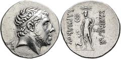 Greek KINGS OF PONTOS. Pharnakes I, before 196/5-circa 155 BC. Tetradrachm (Silver, 31 mm, 17.00 g, 11 h), Sinope. Diademed and bearded head of Pharnakes I to right. Rev. BAΣIΛEΩΣ - ΦAPNAKOY Pantheist