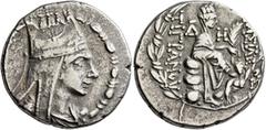 Greek KINGS OF ARMENIA. Tigranes the Younger, 77/6-66 BC. Tetradrachm (Silver, 26 mm, 16.22 g, 12 h), Tigranokerta (?), circa 71/0-69/8. Draped bust of Tigranes the Younger to right, wearing five-poin