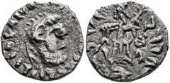 Oriental Greek BAKTRIA, Indo-Greek Kingdom. Strato III, circa 10 AD. Drachm (Silver, 15 mm, 2.14 g, 12 h), uncertain mint in Jammu-Akhnoor. Diademed and draped bust of the young Strato III to right; a