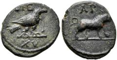 Roman Imperial Legio XV Apollinaris. Circa 117-late 2nd century. Tessera (Bronze, 15 mm, 1.90 g, 5 h), uncertain mint in eastern Anatolia (Satala?). LEG / XV Raven with closed wings standing to right.