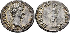 Roman Imperial Nerva, 96-98. Denarius (Silver, 18 mm, 3.24 g, 6 h), Rome, 97. IMP NERVA CAES AVG P M TR P II COS III P P Laureate head of Nerva to right. Rev. LIBERTAS PVBLICA Libertas standing front,