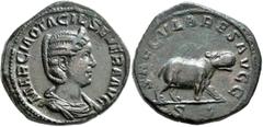 Roman Imperial Otacilia Severa, Augusta, 244-249. Sestertius (Silver, 30 mm, 20.37 g, 12 h), Rome, 248. MARCIA OTACIL SEVERA AVG Diademed and draped bust of Otacilia Severa to right. Rev. SAECVLARES A