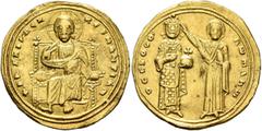Byzantine Romanus III Argyrus, 1028-1034. Histamenon (Gold, 22 mm, 4.38 g, 6 h), Constantinopolis. +IҺS XIS RЄX RЄςNANTIҺm Christ, nimbate, seated facing on square-backed throne, wearing tunic and pal