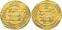 Early Medieval & Islamic ISLAMIC, 'Abbasid Caliphate. Al-Radi, AH 322-329 / AD 934-940. Dinar (Gold, 23 mm, 4.44 g, 7 h), al-Ahwaz, AH 322 = 933/4. ‘lā ilāha illā / Allāh waḥdahū / lā sharīka lahū’ (‘