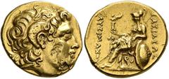 2,500 Years of Gold: The W. Uhrmeister Collection KINGS OF THRACE. Lysimachos, 305-281 BC. Stater (Gold, 19 mm, 8.43 g, 12 h), Byzantion, circa 260-245. Diademed head of Alexander the Great to right w