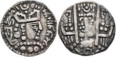 Central Asian LOCAL ISSUES, Sogdiana. Bukhara. Drachm (Silver, 24 mm, 2.99 g, 2 h), in the name of al-Mahdi, governor of Khorasan (AH 141-155 / AD 758-772) [ʿAbbasid caliph: AH 158-169 / AD 775-785]. 