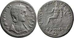 Roman Provincial MYSIA. Germe. Julia Mamaea, Augusta, 222-235. Hexassarion (Bronze, 37 mm, 19.85 g, 6 h), Marcus Aurelius Rufinus, son of Verus, strategos. IOYΛIA MAMЄA CЄB Diademed and draped bust of