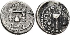 The collection of Roman Imperatorial coins of Martinus J. L. Janssen Brutus, 43-42 BC. Quinarius (Silver, 14 mm, 1.82 g, 3 h), military mint traveling with Brutus in southwestern Asia Minor, spring-su
