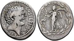 The collection of Roman Imperatorial coins of Martinus J. L. Janssen Mark Antony, 44-30 BC. Denarius (Silver, 19 mm, 3.52 g, 12 h), D. Turullius, moneyer. Military mint moving with Antony (Actium?), s