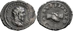Roman Imperial Pupienus, 238. Antoninianus (Silver, 25 mm, 4.80 g, 1 h), Rome, circa April-June 238. IMP CAES PVPIEN MAXIMVS AVG Radiate, draped and cuirassed bust of Pupienus to right, seen from behi