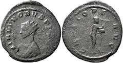 Roman Imperial Probus, 276-282. Antoninianus (Bronze, 22 mm, 2.71 g, 12 h), Siscia, 278. IMP PROBVS P F AVG Radiate bust of Probus to left in consular robes, holding eagle-tipped scepter in his right 