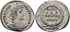 Roman Imperial Constantius II, 337-361. Siliqua (Silver, 21 mm, 3.12 g, 12 h), Sirmium, September 351-November 355. D N CONSTAN-TIVS P F AVG Pearl-diademed, draped and cuirassed bust of Constantius II