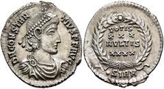 Roman Imperial Constantius II, 337-361. Siliqua (Silver, 22 mm, 3.01 g, 6 h), Sirmium, September 351-November 355. D N CONSTAN-TIVS P F AVG Pearl-diademed, draped and cuirassed bust of Constantius II 