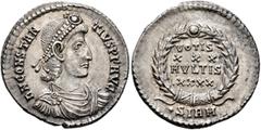 Roman Imperial Constantius II, 337-361. Siliqua (Silver, 21 mm, 3.37 g, 7 h), Sirmium, September 351-November 355. D N CONSTAN-TIVS P F AVG Pearl-diademed, draped and cuirassed bust of Constantius II 