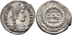 Roman Imperial Constantius II, 337-361. Siliqua (Silver, 22 mm, 3.46 g, 7 h), Sirmium, September 351-November 355. D N CONSTAN-TIVS P F AVG Pearl-diademed, draped and cuirassed bust of Constantius II 