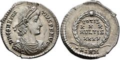 Roman Imperial Constantius II, 337-361. Siliqua (Silver, 21 mm, 3.08 g, 12 h), Sirmium, September 351-November 355. D N CONSTAN-TIVS P F AVG Pearl-diademed, draped and cuirassed bust of Constantius II