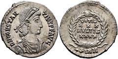 Roman Imperial Constantius II, 337-361. Siliqua (Silver, 21 mm, 3.28 g, 12 h), Sirmium, September 351-November 355. D N CONSTAN-TIVS P F AVG Pearl-diademed, draped and cuirassed bust of Constantius II