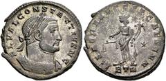 The Rauceby Hoard: BM Plate Coins Constantius I, as Caesar, 293-305. Follis (Silvered bronze, 28 mm, 9.61 g, 5 h), Treveri, circa 300-301. FL VAL CONSTANTIVS N C Laureate and cuirassed bust of Constan