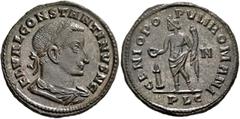 The Rauceby Hoard: BM Plate Coins Constantine I, as Caesar, 306-309. Follis (Silvered bronze, 26 mm, 8.33 g, 1 h), Lugdunum, spring 307. FL VAL CONSTANTINVS N C Laureate, draped and cuirassed bust of 