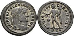 The Rauceby Hoard: BM Plate Coins Diocletian, 284-305. Follis (Silvered bronze, 29 mm, 10.87 g, 12 h), Ticinum, circa 298-299. IMP C DIOCLETIANVS P F AVG Laureate head of Diocletian to right. Rev. GEN
