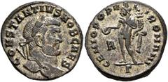 The Rauceby Hoard: BM Plate Coins Constantius I, as Caesar, 293-305. Follis (Silvered bronze, 25 mm, 9.77 g, 12 h), Rome, circa 296-297. CONSTANTIVS NOB CAES Laureate head of Constantius I to right. R
