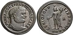The Rauceby Hoard: BM Plate Coins Constantius I, as Caesar, 293-305. Follis (Silvered bronze, 27 mm, 11.50 g, 6 h), Antiochia, circa 302-303. FL VAL CONSTANTIVS NOB CAES Laureate head of Constantius I