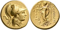 Greek KINGS OF MACEDON. Alexander III ‘the Great’, 336-323 BC. Distater (Gold, 22 mm, 17.06 g, 7 h), Arados, struck under Laomedon of Mytilene, circa 324/3-320. Head of Athena to right, wearing Corint