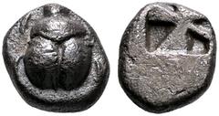 Greek ATTICA. Athens. Circa 545-525/15 BC. Hemiobol (Silver, 6 mm, 0.37 g), 'Wappenmünzen' type. Scarab beetle. Rev. Diagonally divided quadripartite incuse square. HGC 4, -, cf. 1649 (obol). Kroll, A