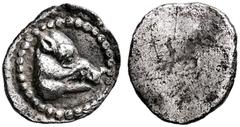 Greek CILICIA OR CYPRUS. Uncertain, late 5th to mid 4th century BC. Tetartemorion (Silver, 7 mm, 0.20 g). Head of a boar to right. Rev. Blank. Astarte Web Auction 6 (2024), 92. Casabonne -. Göktürk - 