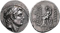 The Basileia Hellenika Collection of Exceptional Tetradrachms SELEUKID KINGS. Demetrios I Soter, 162-150 BC. Tetradrachm (Silver, 31 mm, 16.62 g, 12 h), Antiochia on the Orontes, SE 158 = 155/4 BC. Di