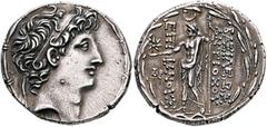 The Basileia Hellenika Collection of Exceptional Tetradrachms SELEUKID KINGS. Antiochos VIII Epiphanes (Grypos), 121/0-97/6 BC. Tetradrachm (Silver, 30 mm, 16.50 g, 12 h), Ake-Ptolemais, circa 121-113