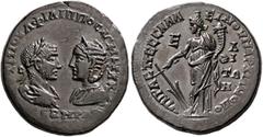 Roman Provincial MOESIA INFERIOR. Marcianopolis. Philip I, with Otacilia Severa, 244-249. Pentassarion (Bronze, 27 mm, 11.48 g, 1 h), C. Ulpius Pacatus Prastina Messalinus, legatus Augusti pro praetor