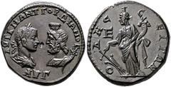 Roman Provincial MOESIA INFERIOR. Odessus. Gordian III, 238-244. Pentassarion (Orichalcum, 27 mm, 14.33 g, 12 h). AYT K M ANT ΓOPΔIANOC / AYΓ Laureate, draped and cuirassed bust of Gordian III, on the