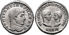 Roman Imperial Constantine I, with Crispus and Constantine II Caesars, 307/310-337. Miliarense (Billon, 21 mm, 5.16 g, 12 h), Sirmium, 320. CONSTANTINVS MAX AVG Bare head of Constantine I to right. Re