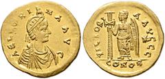 Roman Imperial Aelia Verina, Augusta, 457-484. Solidus (Gold, 20 mm, 4.41 g, 5 h), Constantinopolis, circa 462-466. AEL ЧERI-NA AVG Pearl-diademed and draped bust of Aelia Verina to right, wearing sin
