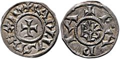 Early Medieval Coins CAROLINGIANS. Charlemagne (Charles the Great), as Charles I, king of the Franks, 768-814. Denier (Silver, 21 mm, 1.57 g, 2 h), Pavia. Class III, 783-812. ✠ CARLVS REX FR Cross pat