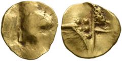 Celtic CELTIC, Central Europe. Boii. 1st century BC. 1/24 Stater (Gold, 8 mm, 0.26 g), latest Athena-Alkis-series. Flat irregular bulge. Rev. Irregular design with dots and lines (reworked Athena-Alki