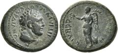 Roman Provincial LYDIA. Sardis. Pseudo-autonomous issue. Hemiassarion (Bronze, 16 mm, 2.73 g, 12 h), Ti. Mnasea, strategos, circa 65. ЄΠI TI MNACЄOY CAPΔIANΩN Laurate head of Herakles to right, with l