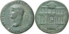 Roman Imperial Nero, 54-68. Dupondius (Orichalcum, 29 mm, 10.66 g, 7 h), Lugdunum, circa 65. NERO CLAVD CAESAR AVG GER P M TR P IMP P P Laurate head of Nero to left, globe at point of neck. Rev. MAC -