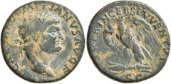 Roman Imperial Domitian, as Caesar, 69-81. As (Orichalcum, 24 mm, 6.90 g, 6 h), uncertain mint in Asia Minor, 77-78. CAESAR DOMITIANVS AVG F Laureate head of Domitian to right. Rev. COS V PRINCEPS IVV