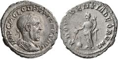 Roman Imperial Pupienus, 238. Denarius (Silver, 20 mm, 2.65 g, 12 h), Rome. IMP C M CLOD PVPIENVS AVG Laurate, draped and cuirassed bust of Pupienus to right, seen from behind. Rev. PROVIDENTIA DEORVM