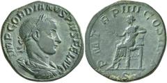 Roman Imperial Gordian III, 238-244. Sestertius (Orichalcum, 30 mm, 20.55 g, 1 h), Rome, 241. IMP GORDIANVS PIVS FEL AVG Laureate, draped and cuirassed bust of Gordian III to right, seen from behind. 