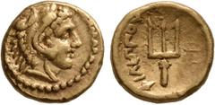 Greek KINGS OF MACEDON. Philip II, 359-336 BC. 1/8 Stater (Gold, 9 mm, 1.07 g, 2 h), Pella, struck under Philip II or Alexander III, circa 340-328. Head of Herakles to right, wearing lion skin headdre
