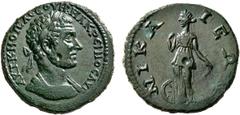 Roman Provincial BITHYNIA. Nicaea. Macrinus, 217-218. Tetrassarion (Orichalcum, 28 mm, 12.28 g, 1 h). AYT•K•M•ΟΠЄΛ CЄOVHP•MAKPЄINOC AYΓ Laureate and cuirassed bust of Macrinus to right. Rev. NIKAIEΩN 