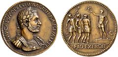 Renaissance Medals PADUAN MEDALS. Macrinus, 217-218. 'Sestertius' (Orichalcum, 35 mm, 31.95 g, 10 h), by Giovanni di Cavino (1500-1570), a struck original. IMP CAES M OPEL SEV MACRINVS AVG P M T P P P