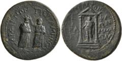Roman Provincial MYSIA. Pergamum. Augustus , 27 BC-AD 14. Hemiassarion (Bronze, 20 mm, 5.29 g, 12 h), Homonoia-issue with Sardis, Kephalion, grammateus. ΠΕΡΓΑΜΗΝΩΝ ΚΑΙ ΣΑΡΔΙΑΝΩN Demos of Pergamon, on 