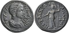Roman Provincial PHRYGIA. Apameia. Tranquillina , Augusta, 241-244. Tetrassarion (Bronze, 29 mm, 10.35 g, 6 h), Bacchios Kallikleos, panegyriarchos. ΦOY•CA• TPANKYΛIN/AN Draped bust of Tranquillina to