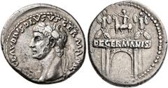 Roman Imperial Nero Claudius Drusus, died 9 BC. Denarius (Silver, 19 mm, 3.63 g, 8 h), Rome, struck under Claudius, 41-45. NERO CLAVDIVS DRVSVS GERMANICVS IMP Laureate head of Nero Claudius Drusus to 