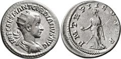 Roman Imperial Gordian III, 238-244. Antoninianus (Silver, 22 mm, 4.20 g, 5 h), Antiochia, 239-240. IMP CAES M ANT GORDIANVS AVG Radiate, draped and cuirassed bust of Gordian III to right, seen from b